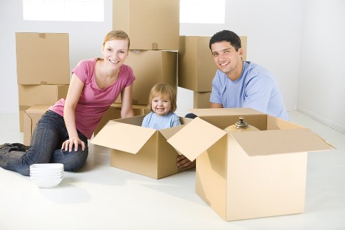 Boxes and moving equipment prepared for a removals job in Acton