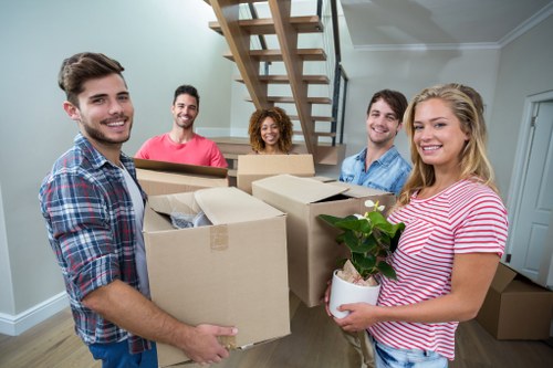 Furniture and packed boxes loaded for a local Acton move