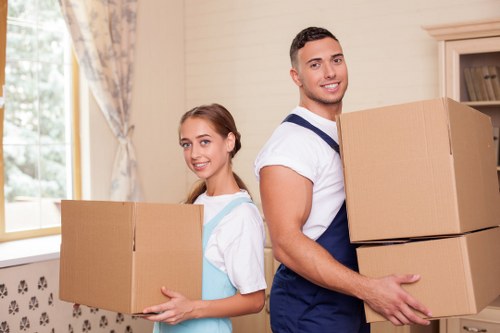 Acton moving van preparing for residential delivery