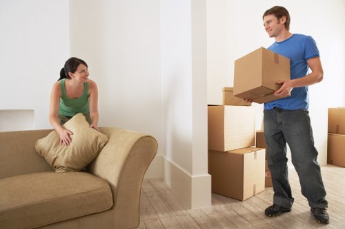 Furniture and boxes loaded into a moving truck in Acton